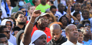 A rally at the Georgia State Capitol in memory of slain Florida teenager Trayvon Martin on March 26, 2012, in Atlanta. (Jessica McGowan/Getty Images)